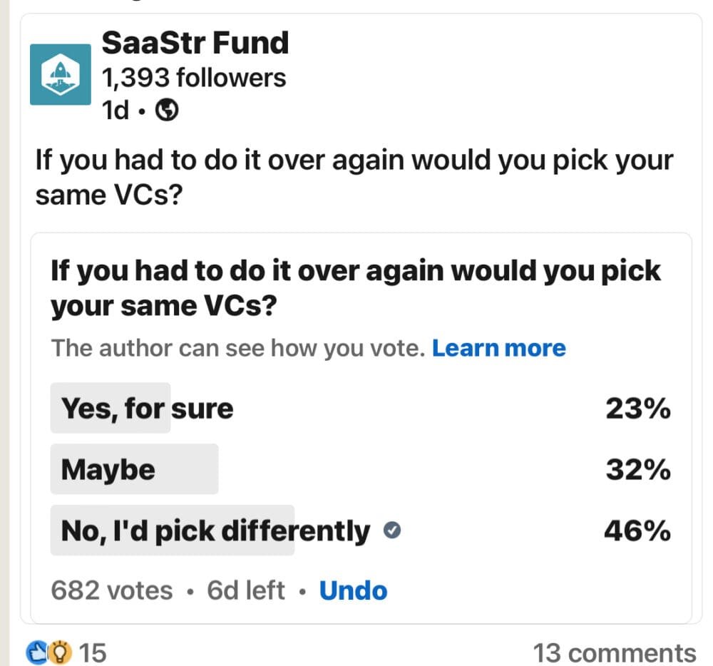 Only 23% of You Would Pick The Same VCs Again